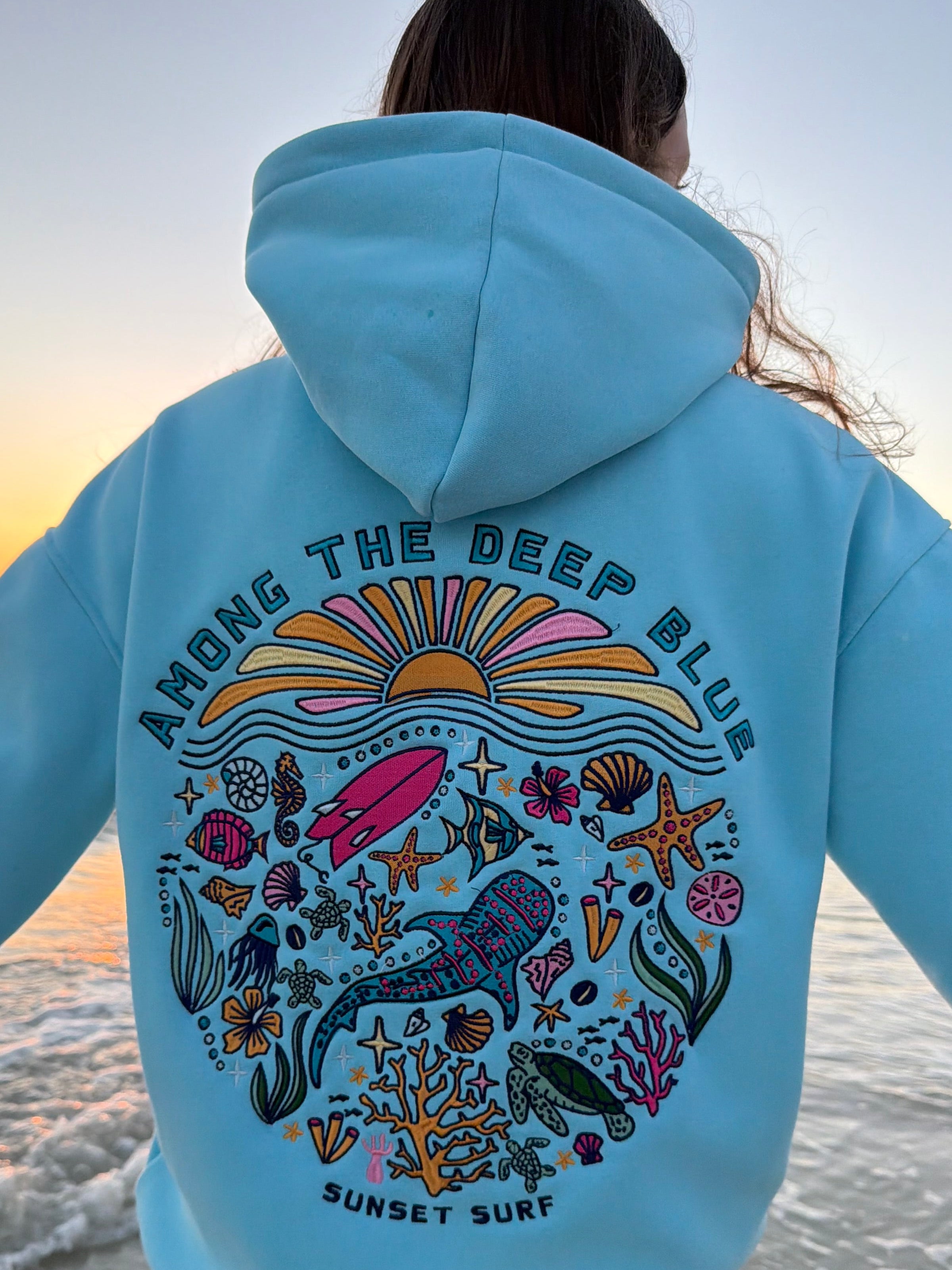 Blue Whale Shark Hoodie – SUNSET SURF APPAREL