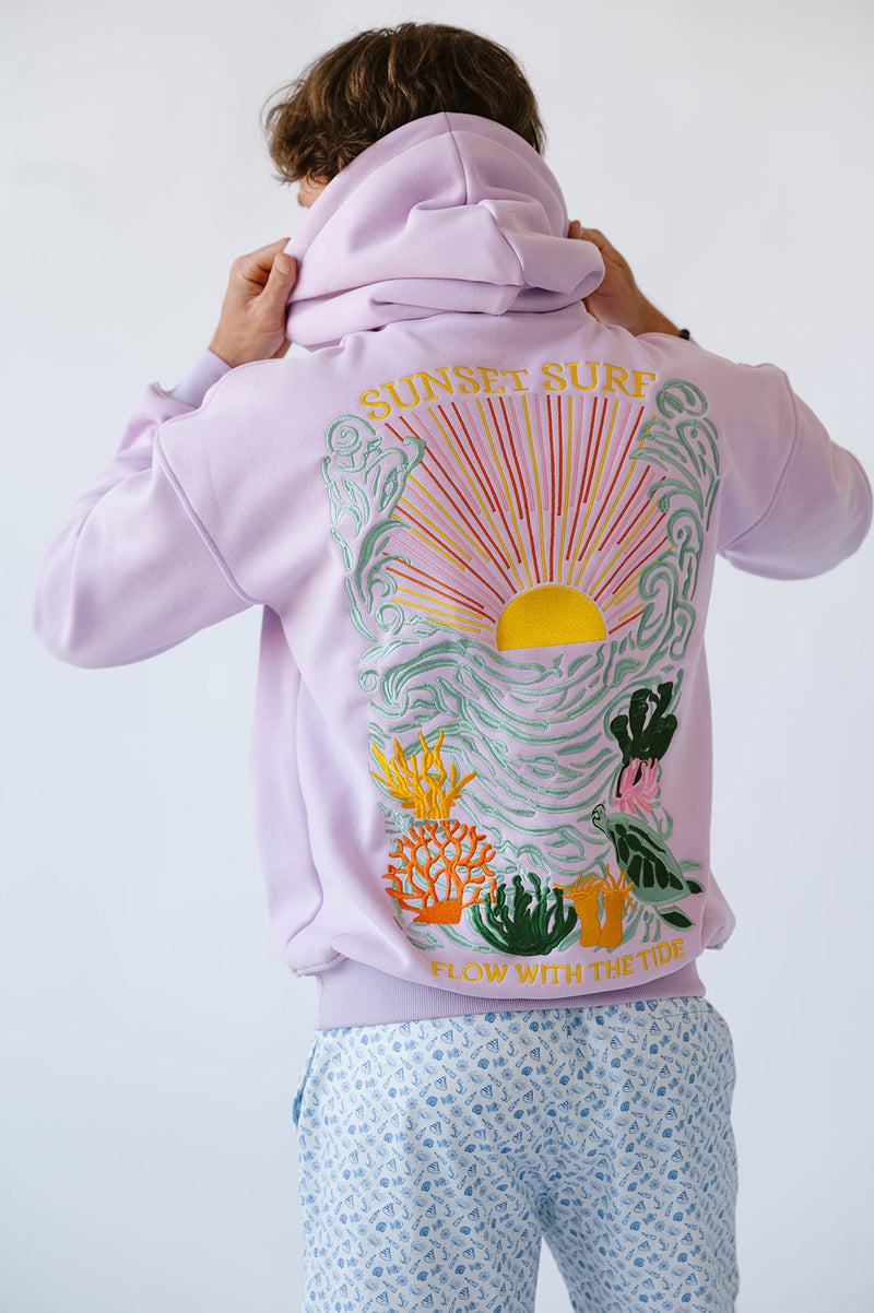 Under The Sea Embroidery Hoodie Purple
