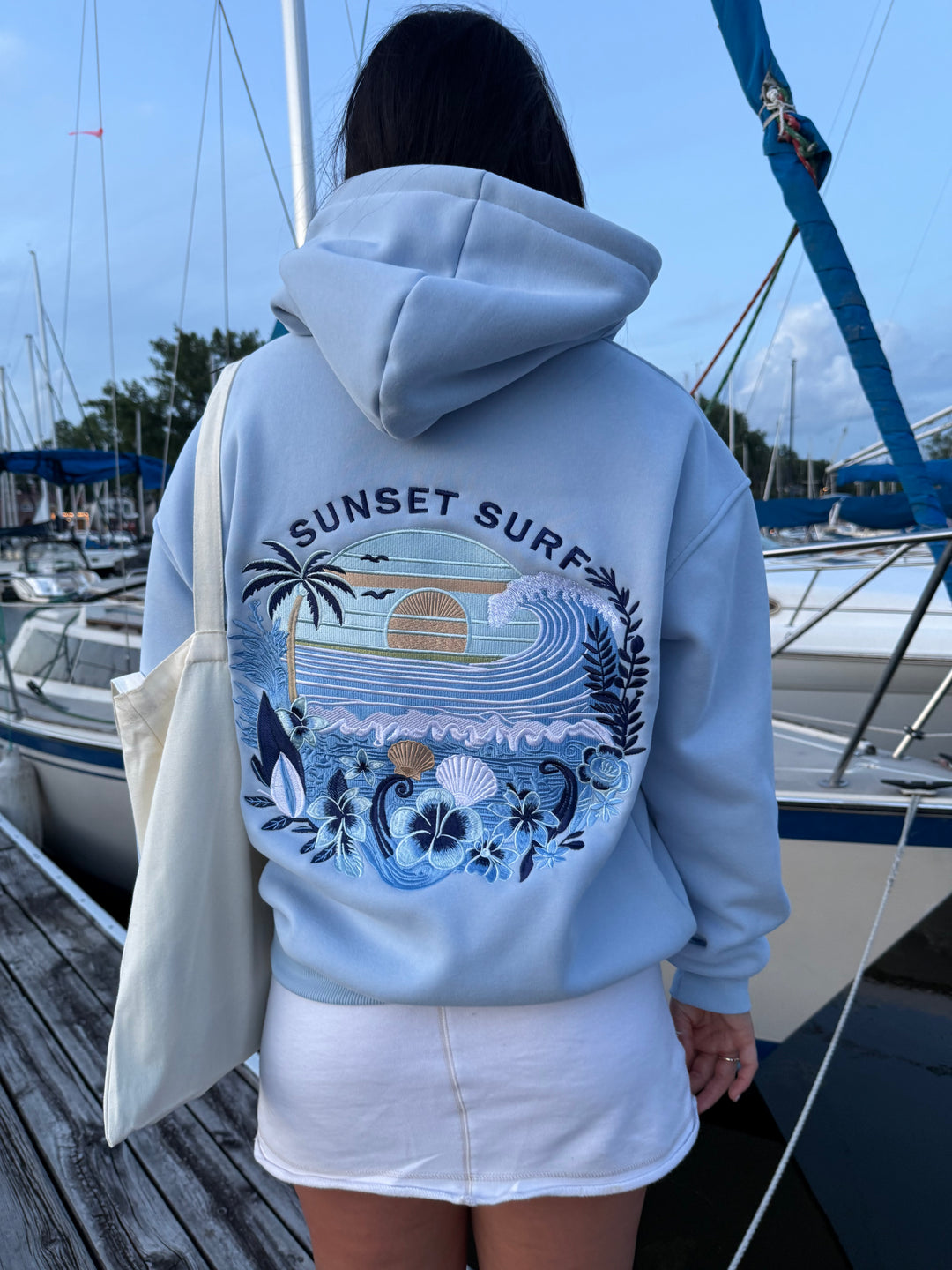 Blue Hibiscus Hoodie – SUNSET SURF APPAREL Blue Hibiscus Hoodie – SUNSET SURF APPAREL