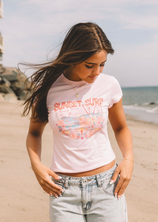 Pink Chase The Wave Baby Tee