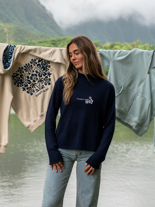 Hibiscus Roll Neck Sweater