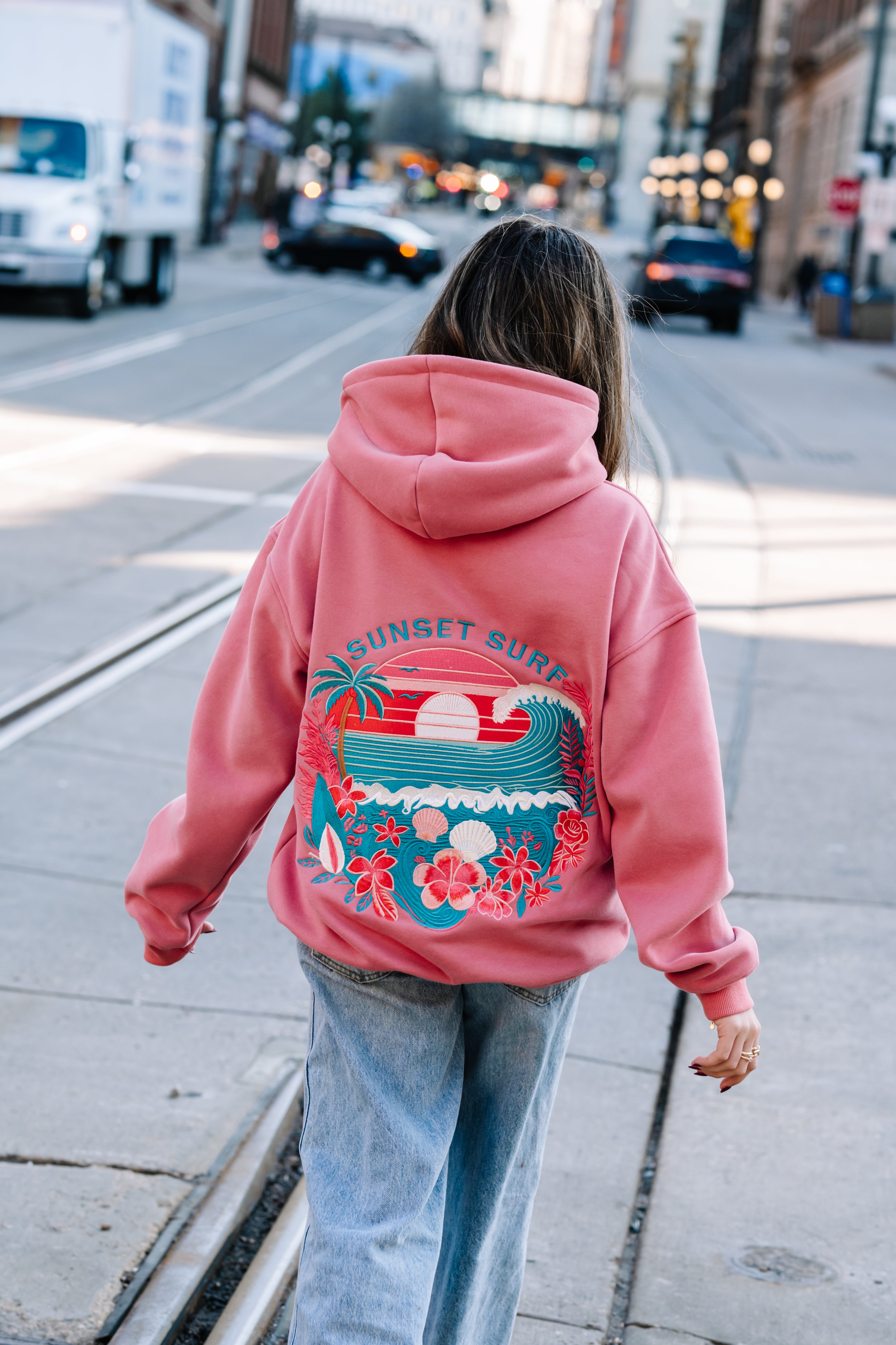 Coral Hibiscus Hoodie – SUNSET SURF APPAREL