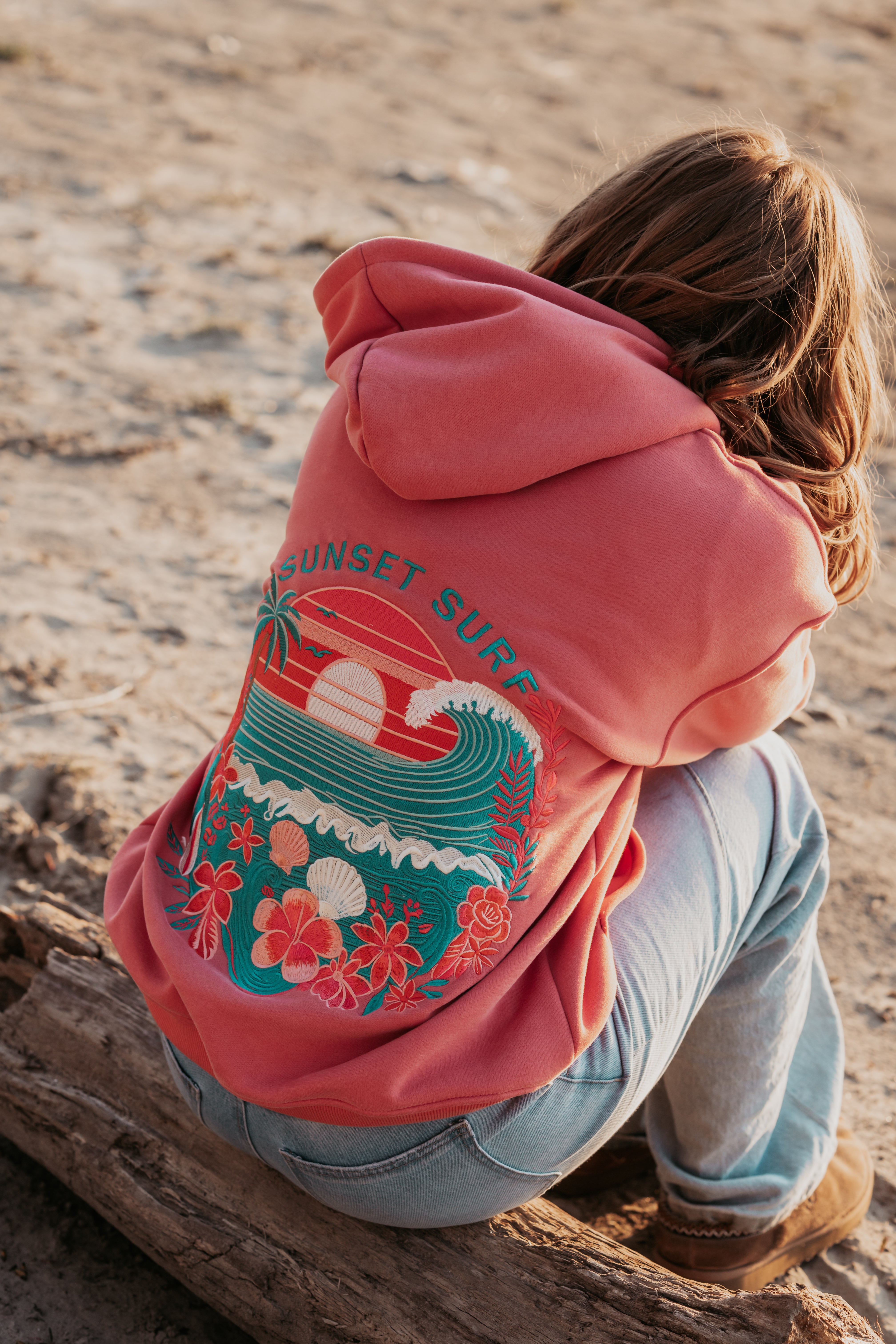 Coral Hibiscus Hoodie – SUNSET SURF APPAREL