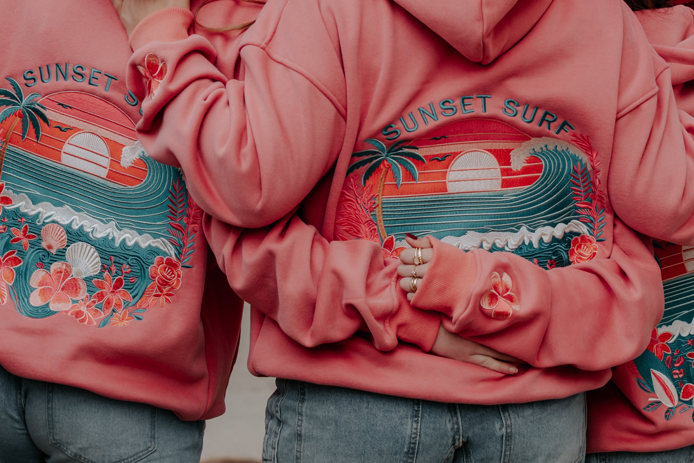Coral Hibiscus Hoodie – SUNSET SURF APPAREL